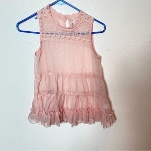 Beauties pink sleeveless lace embellished blouse size L